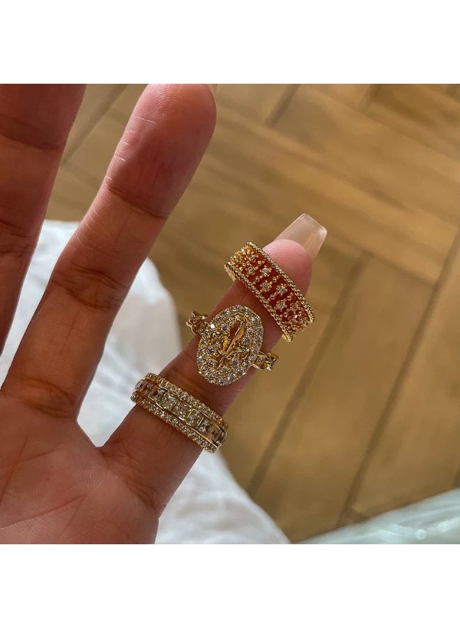 Sellcy Luxury 3-Piece Crystal Stackable Ring Set - Image 1